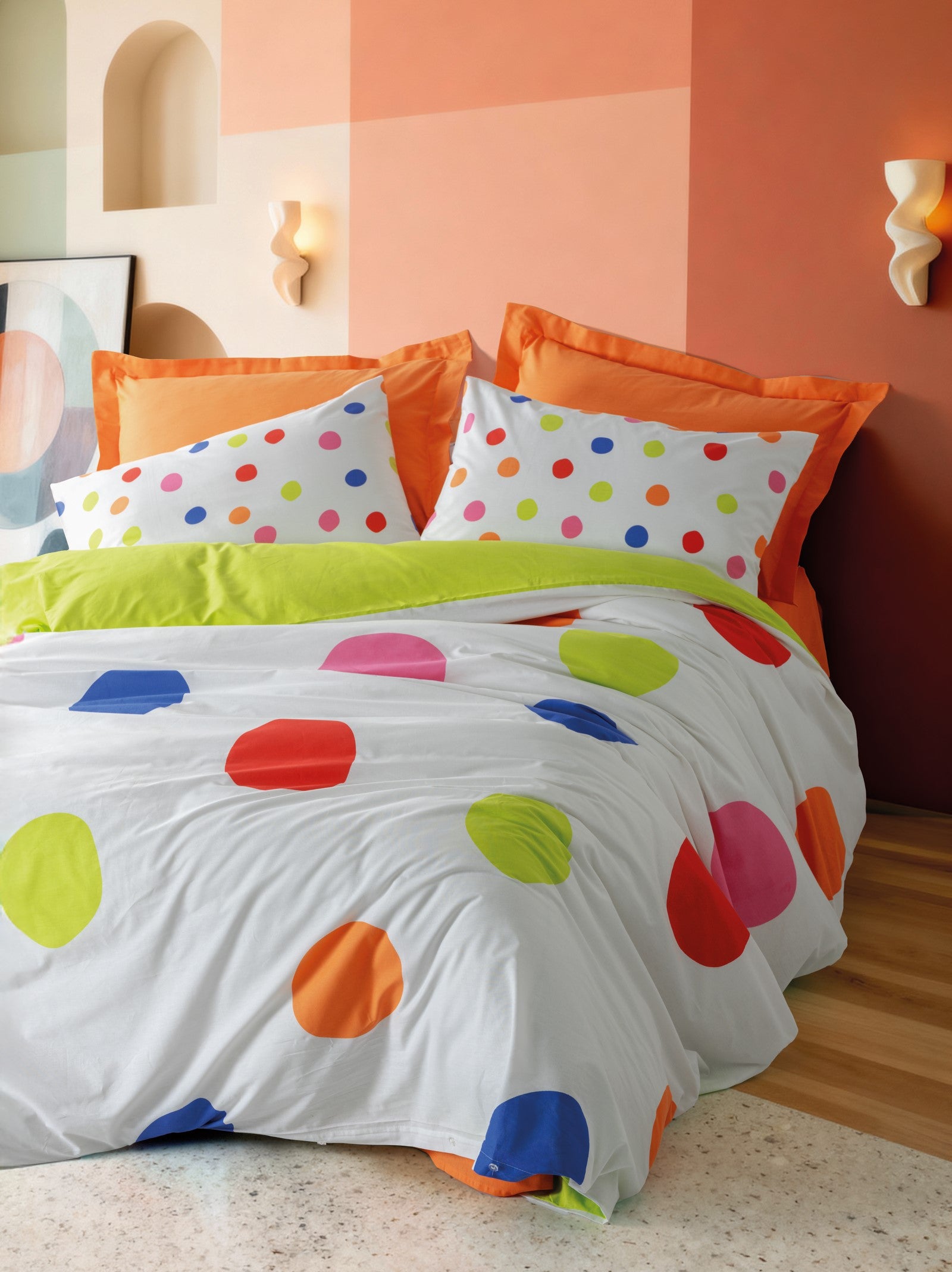 Cotton Box Двуспальный комплект постельного белья Dotsy Orange