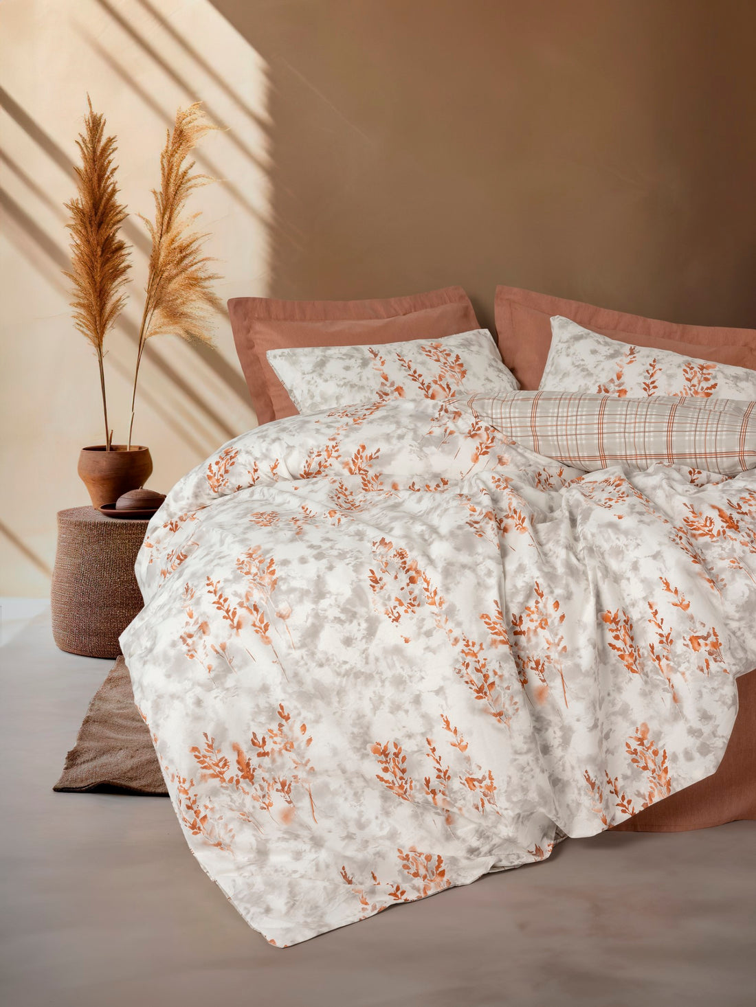 Cotton Box Double Duvet Cover Set Laminate Cinnamon