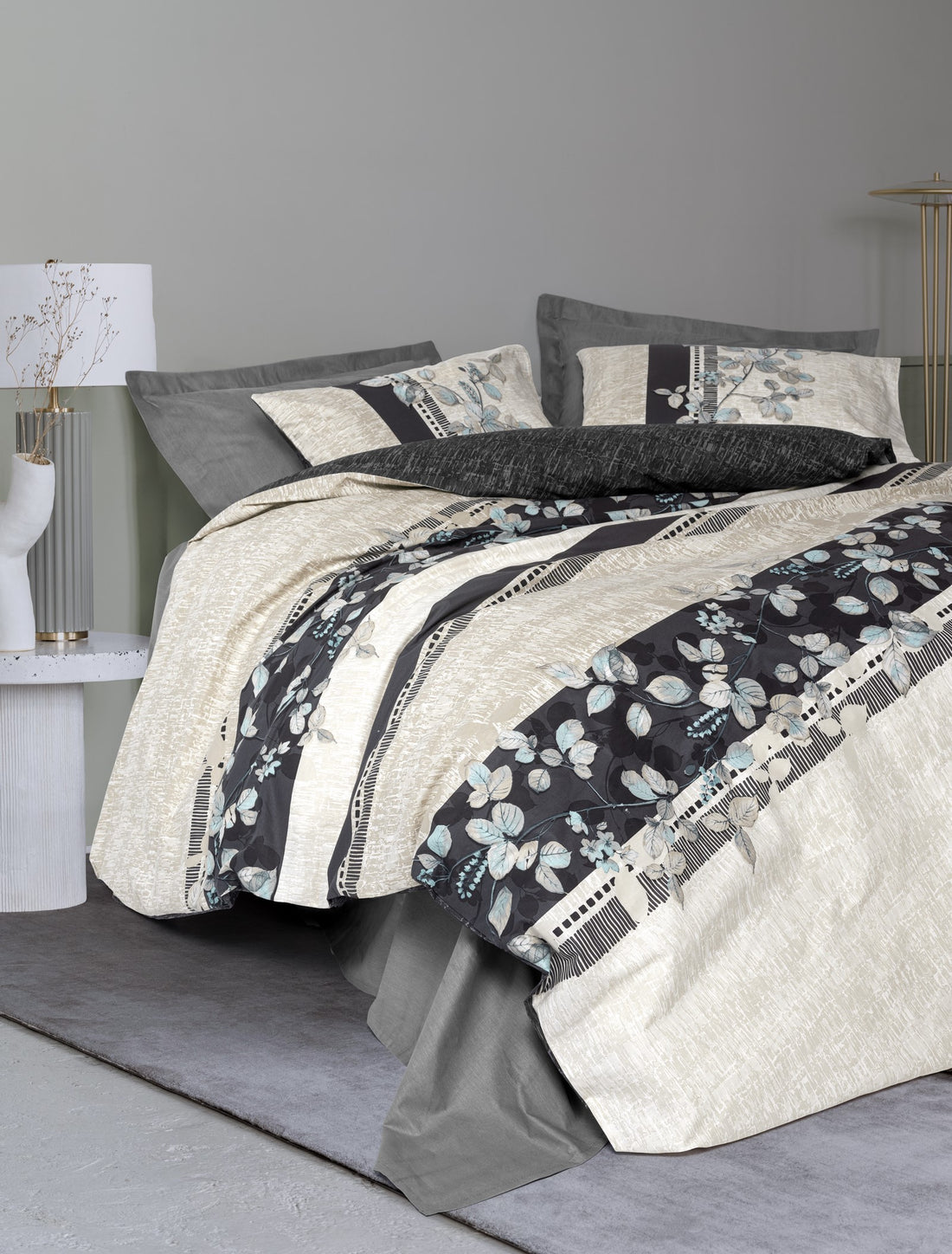 Cotton Box Double Duvet Cover Set Lehlare Anthracite