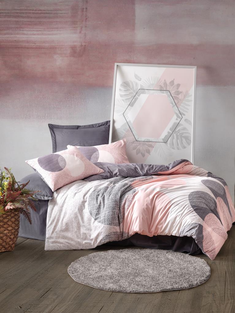 Cotton Box Double Duvet Cover Set Leron Gray