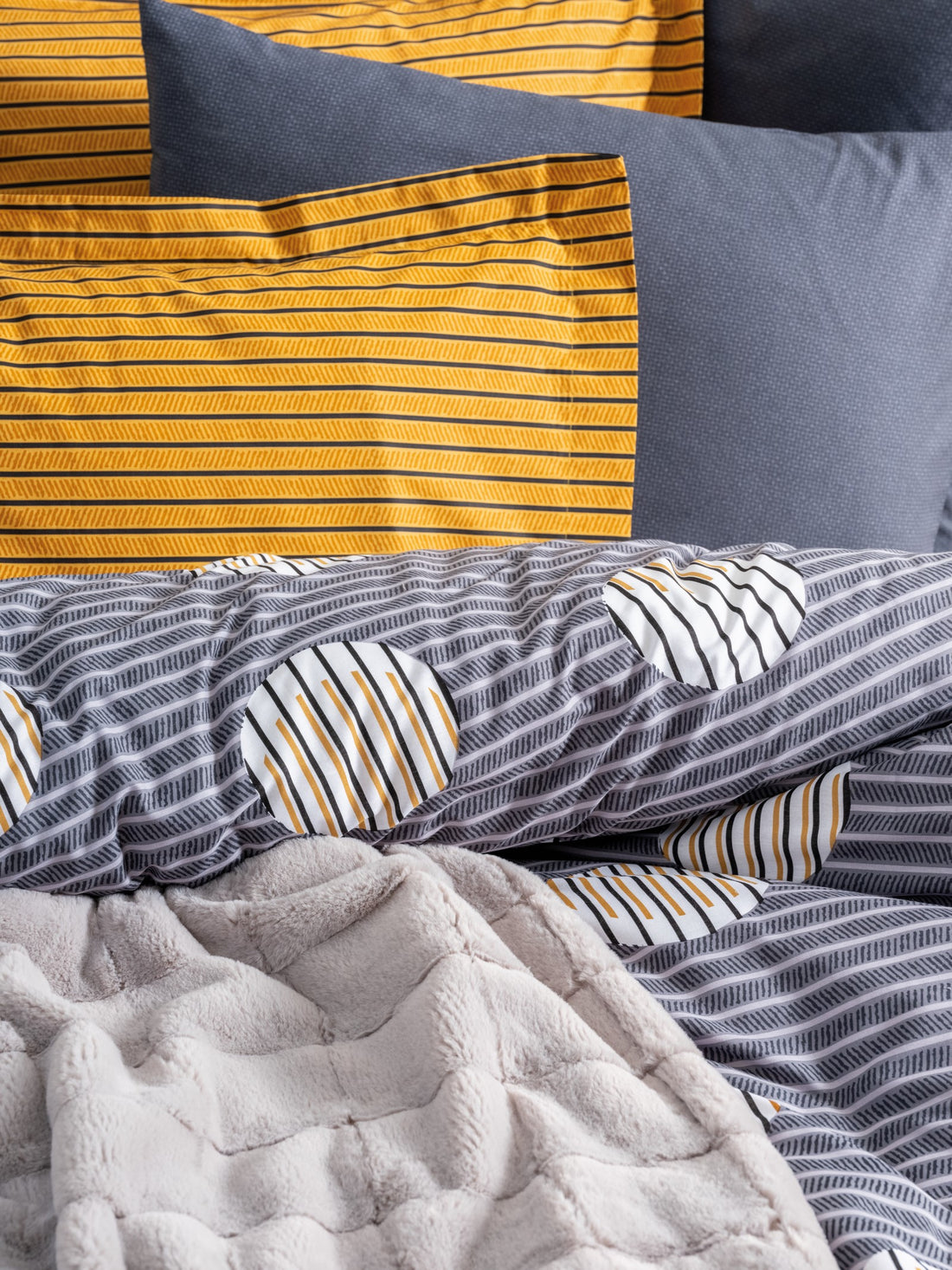 Cotton Box Double Trim Blanket Duvet Cover Set Smooth Gray