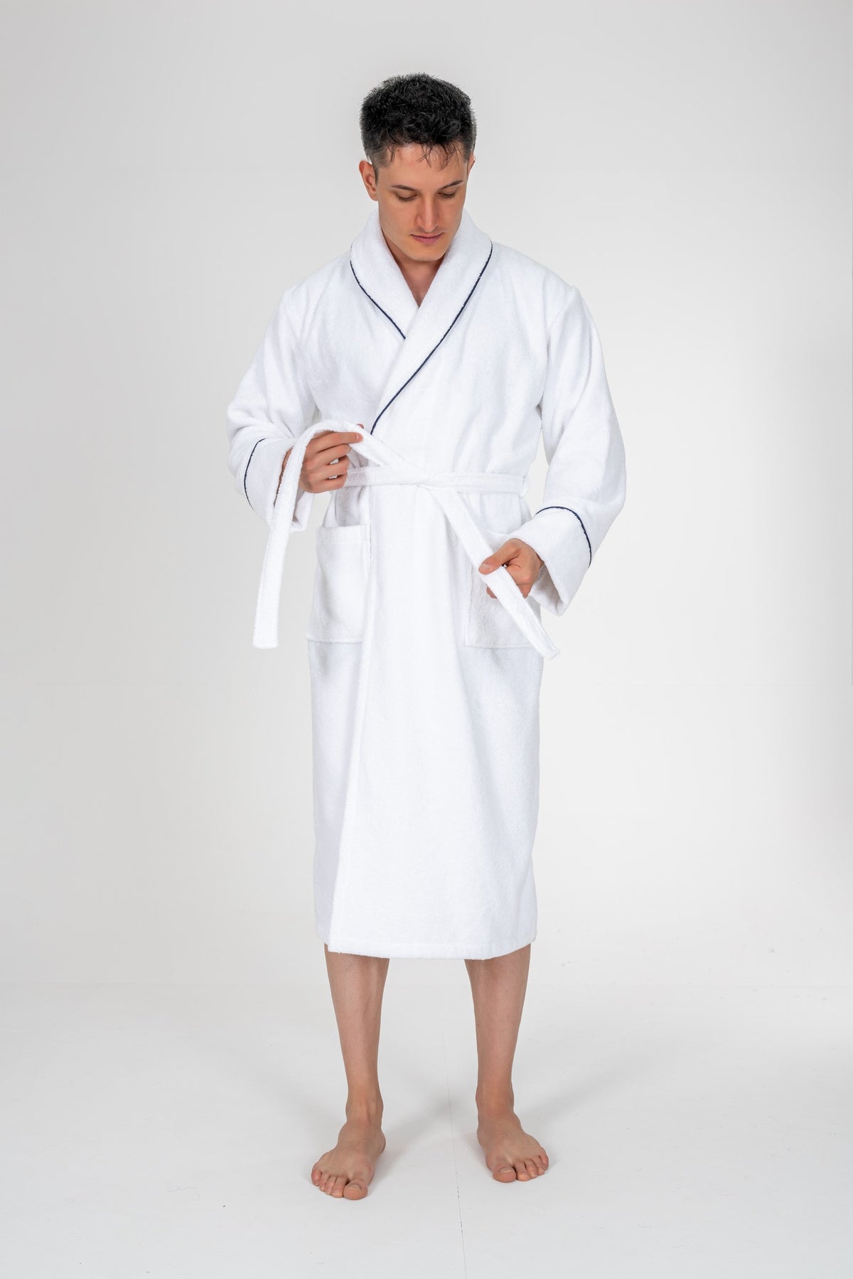 Cotton Box Classic Bathrobe Set Josina White Men L/XL