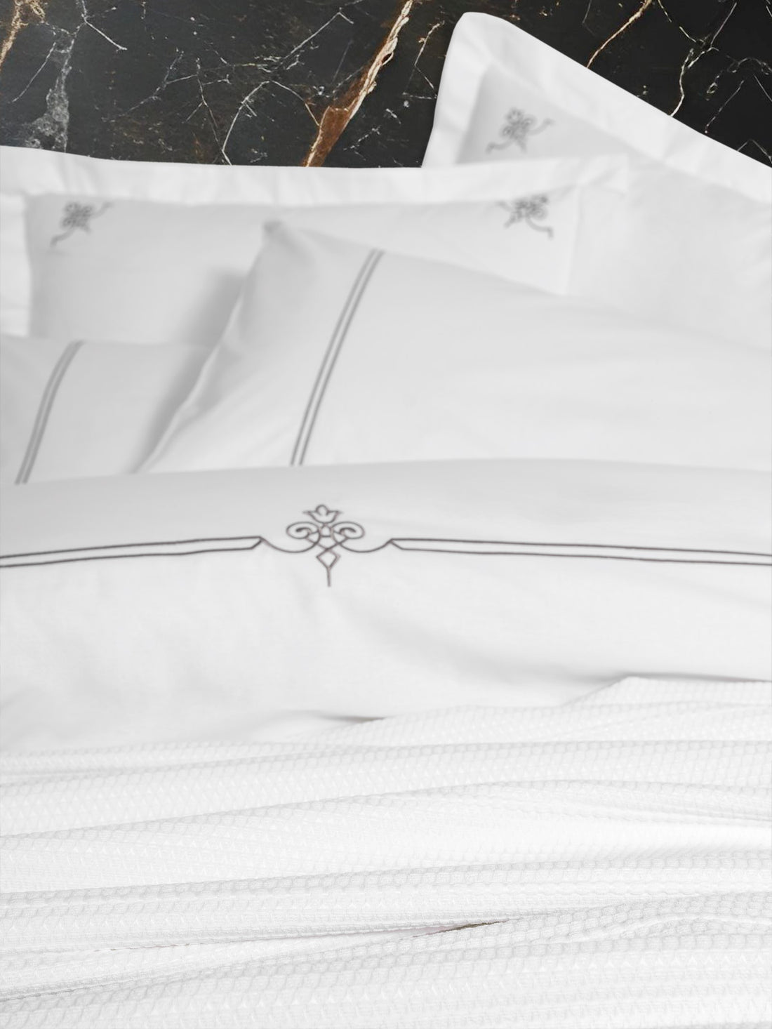 Cotton Box Classic Çeyizlik Çift Kişilik Pikeli Nevresim Takımı Güher Beyaz