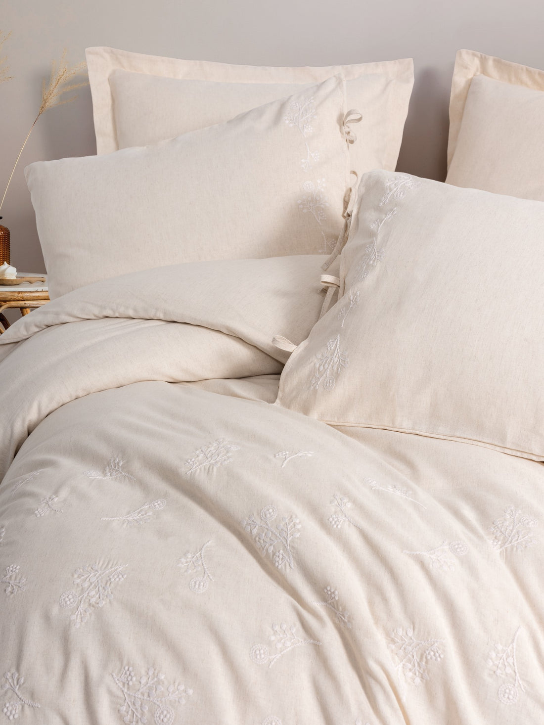 Cotton Box Cotton Keten Çift Kişilik Nevresim Takımı Esmira Bej