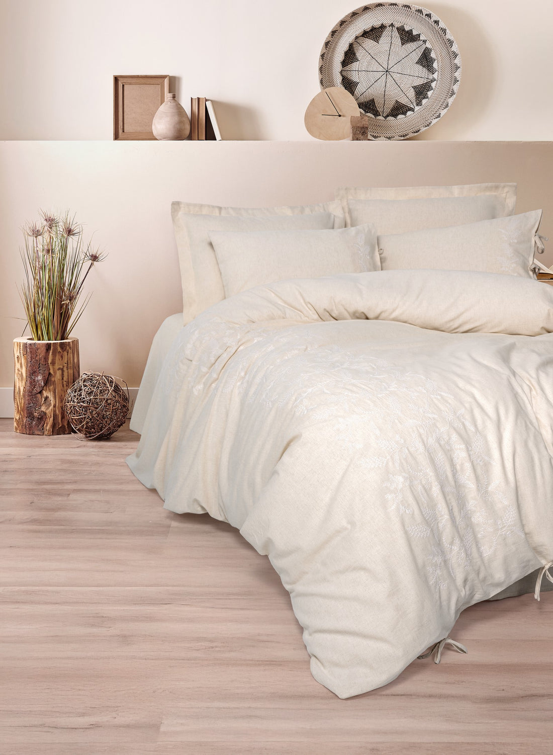 Cotton Box Cotton Keten Çift Kişilik Nevresim Takımı Kivora Bej