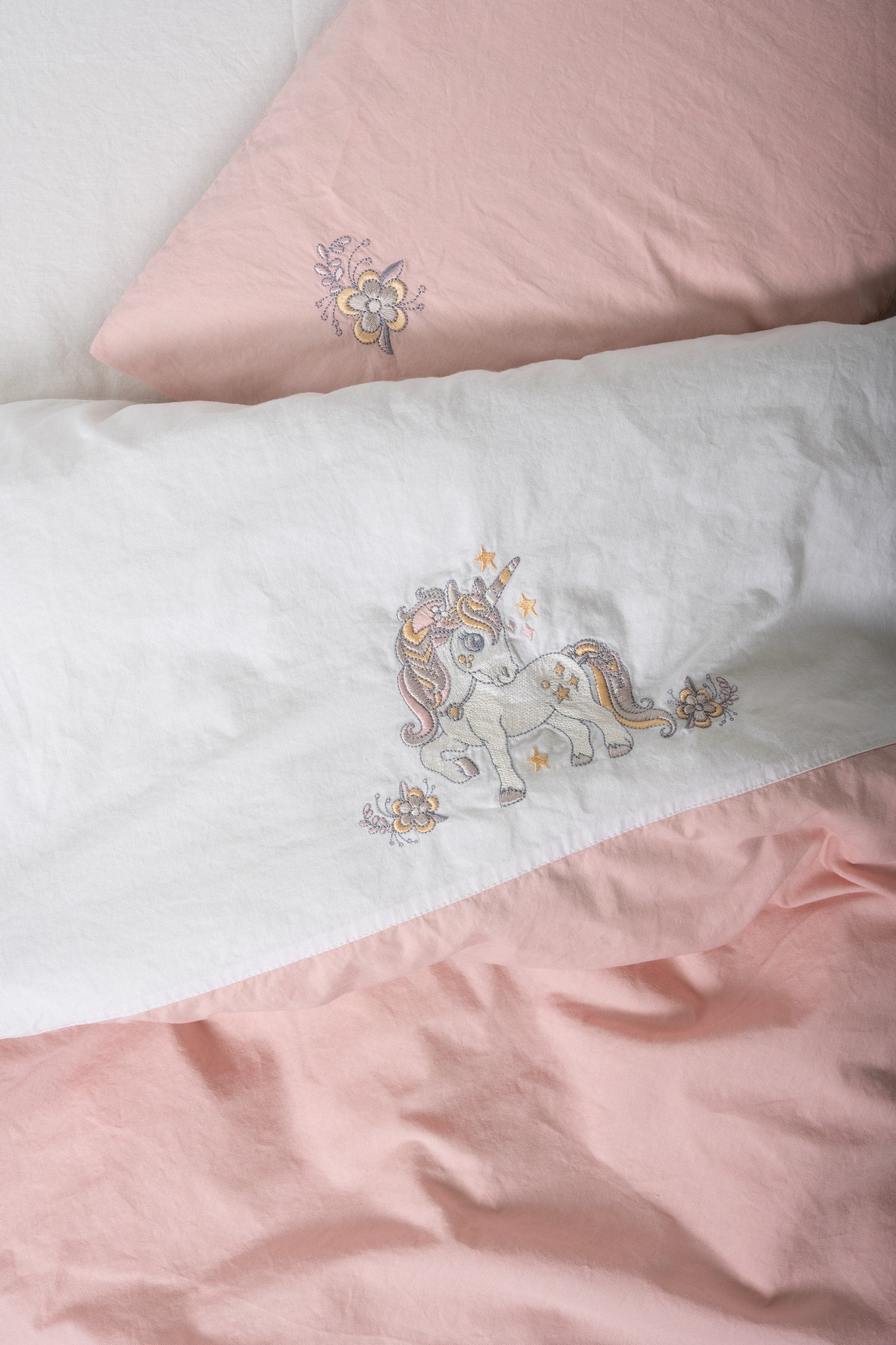 Комплект постельного белья Cotton Box Cuddly с вышивкой для младенцев Bonic White