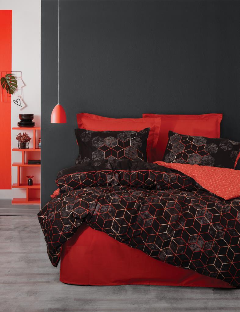 Cotton Box Dark Çift Kişilik Nevresim Takımı Cubo Kiremit