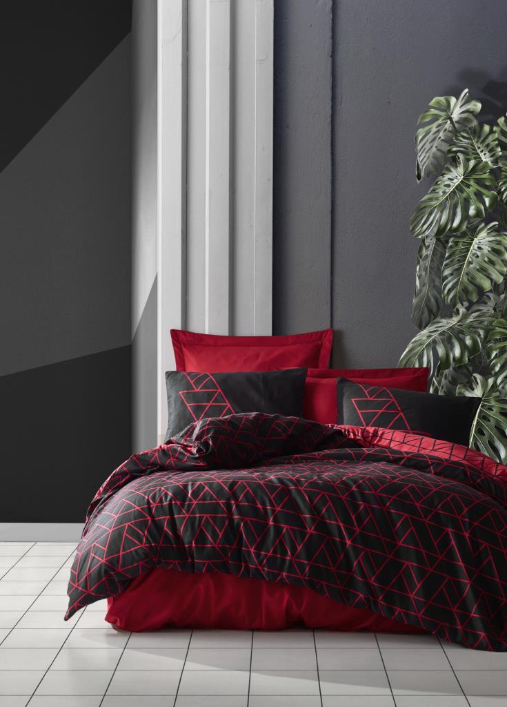 Cotton Box Dark Double Duvet Cover Set Shadow Claret Red