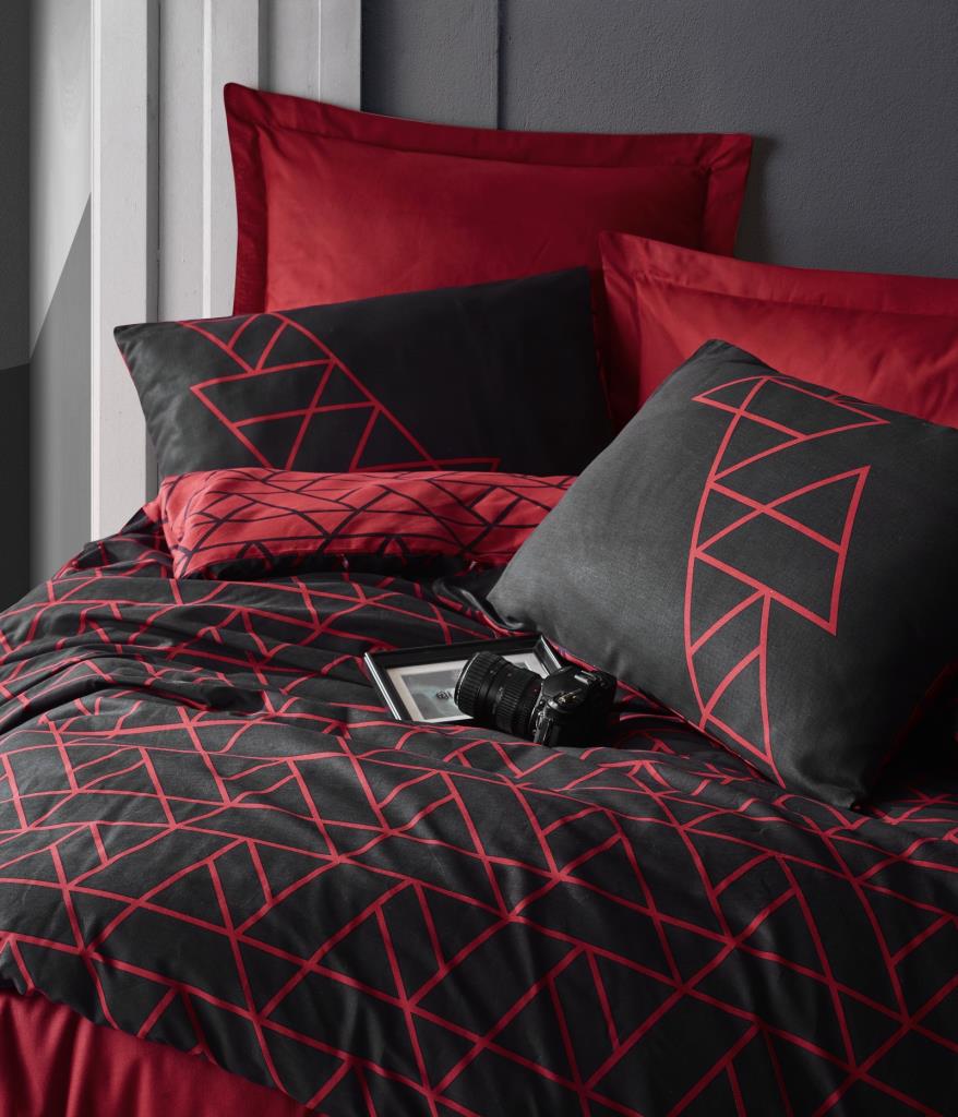 Cotton Box Dark Double Duvet Cover Set Shadow Claret Red