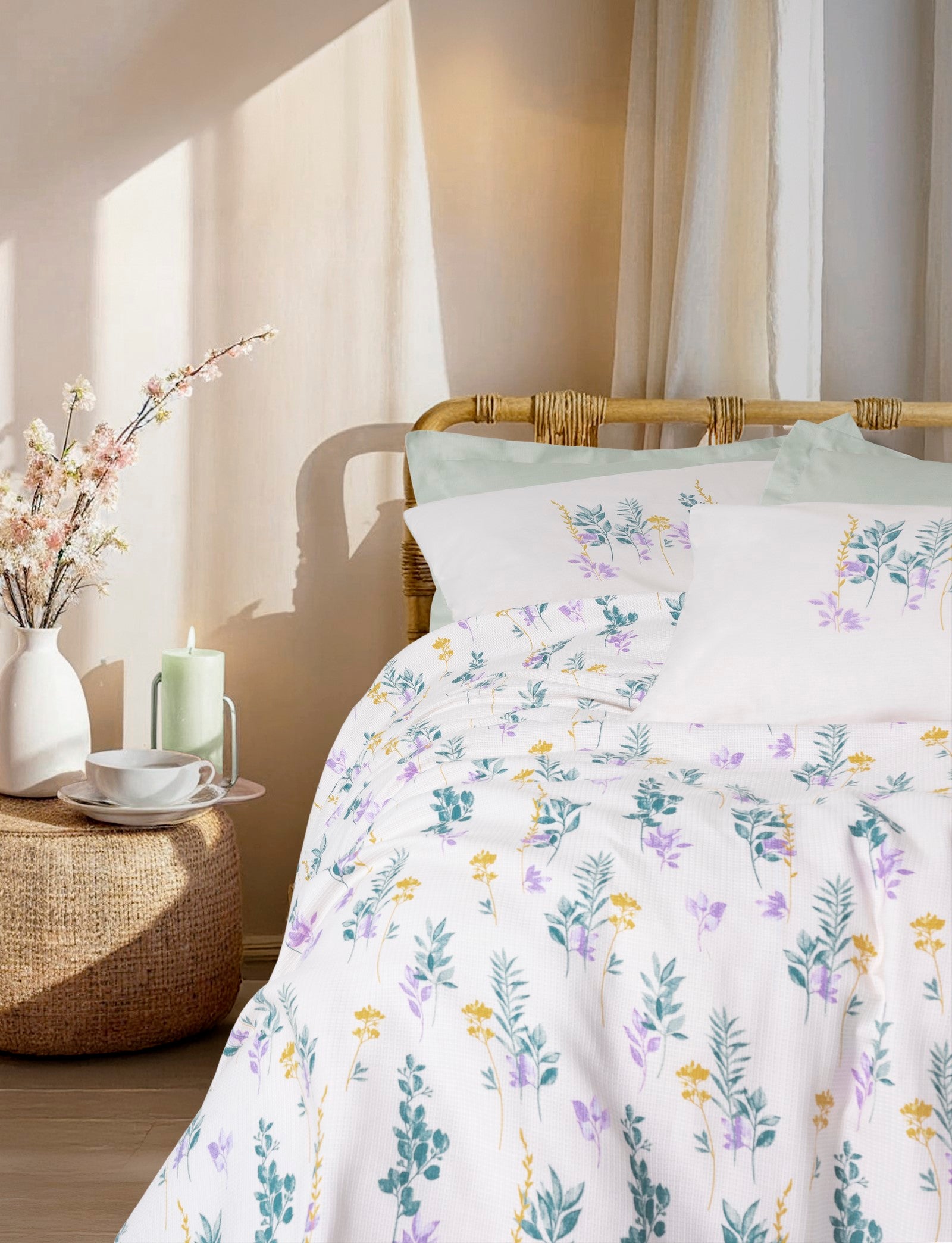 Cotton Box Estiva Single Bedspread Set Twig Mint