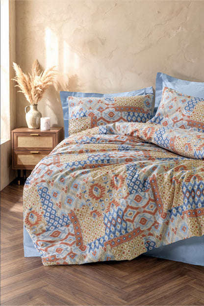 Cotton Box Ethnic Çift Kişilik Nevresim Takımı Artisan Mavi