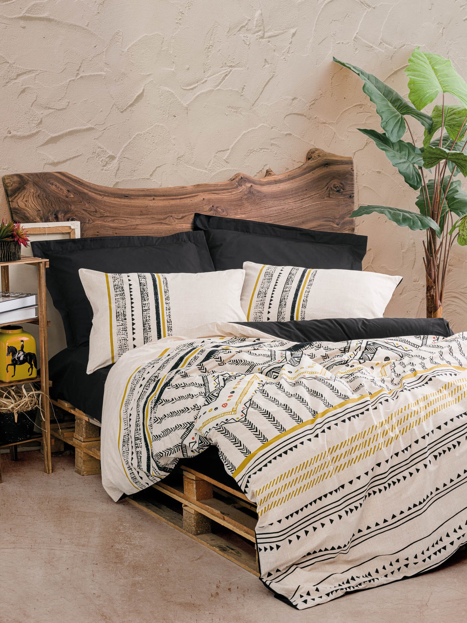 Cotton Box Ethnic Double Duvet Cover Set Elvira Black