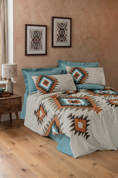 Cotton Box Ethnic Çift Kişilik Nevresim Takımı Nomad Mint
