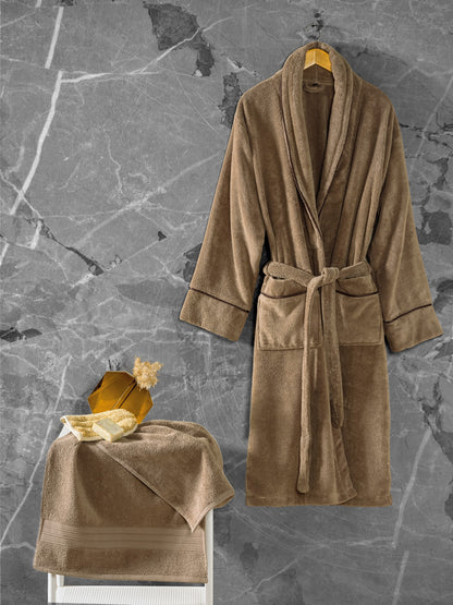 Cotton Box Exclusive Single Bathrobe Set Beige L/XL