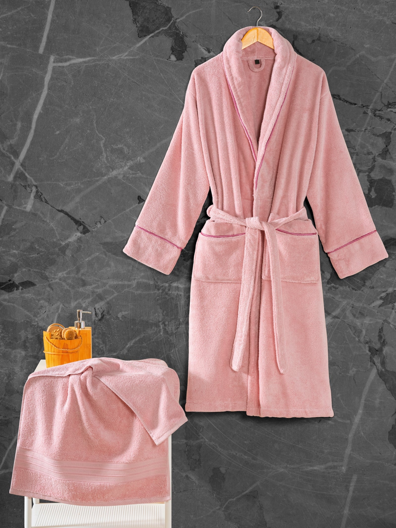 Cotton Box Exclusive Single Bathrobe Set Powder M/L