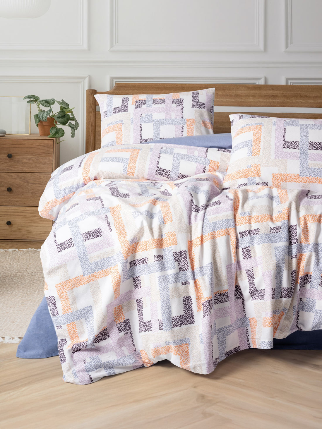 Cotton Box Flanel Çift Kişilik Nevresim Takımı Hayden Lila