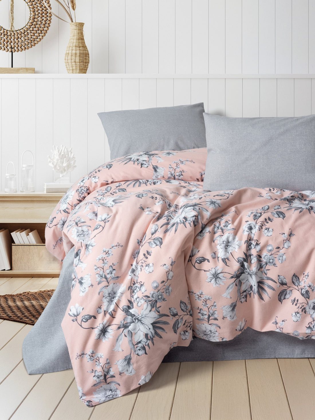 Cotton Box Flanel Çift Kişilik Nevresim Takımı Petit Pudra