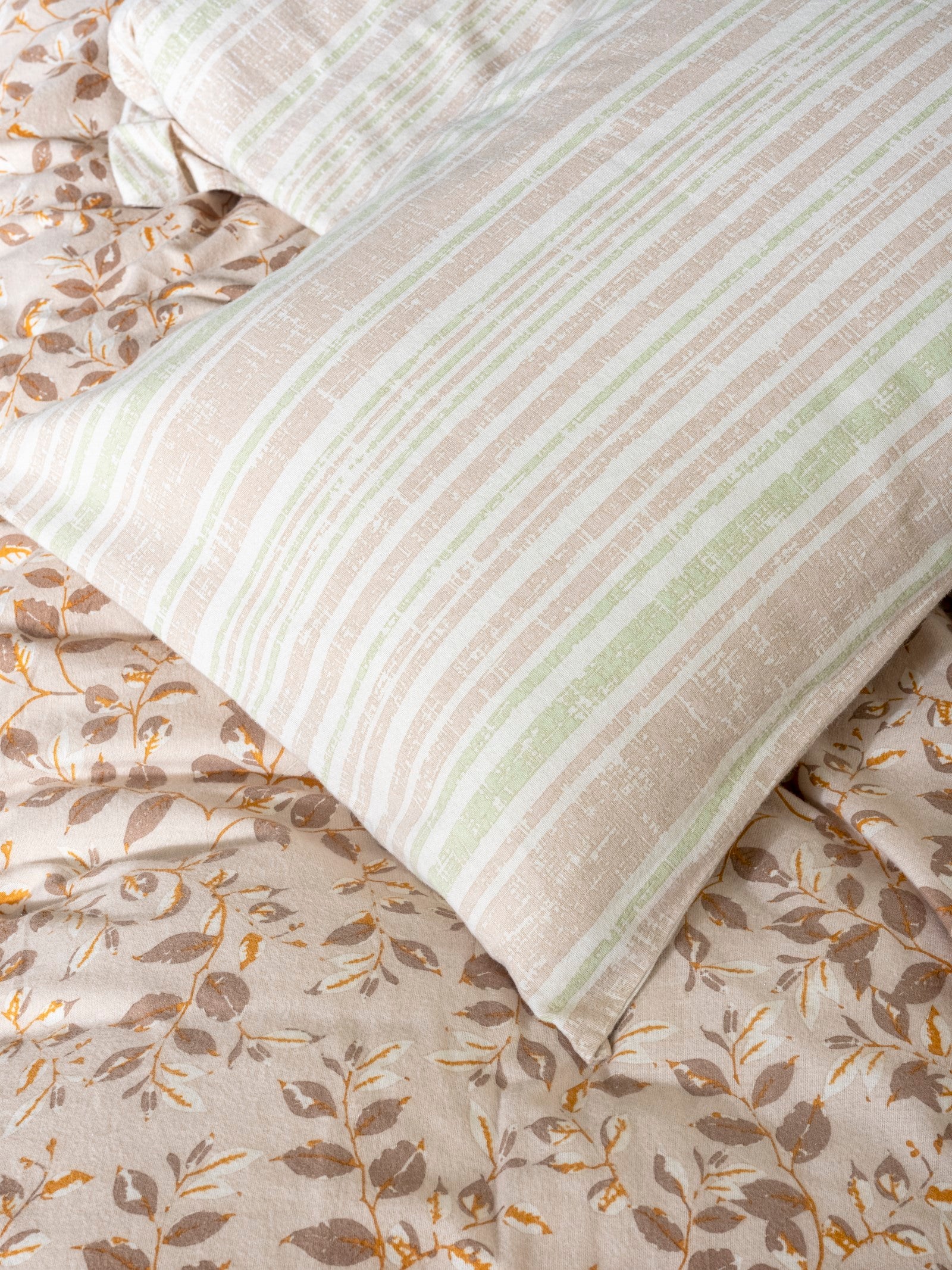 Cotton Box Flannel Single Duvet Cover Set Roof Green