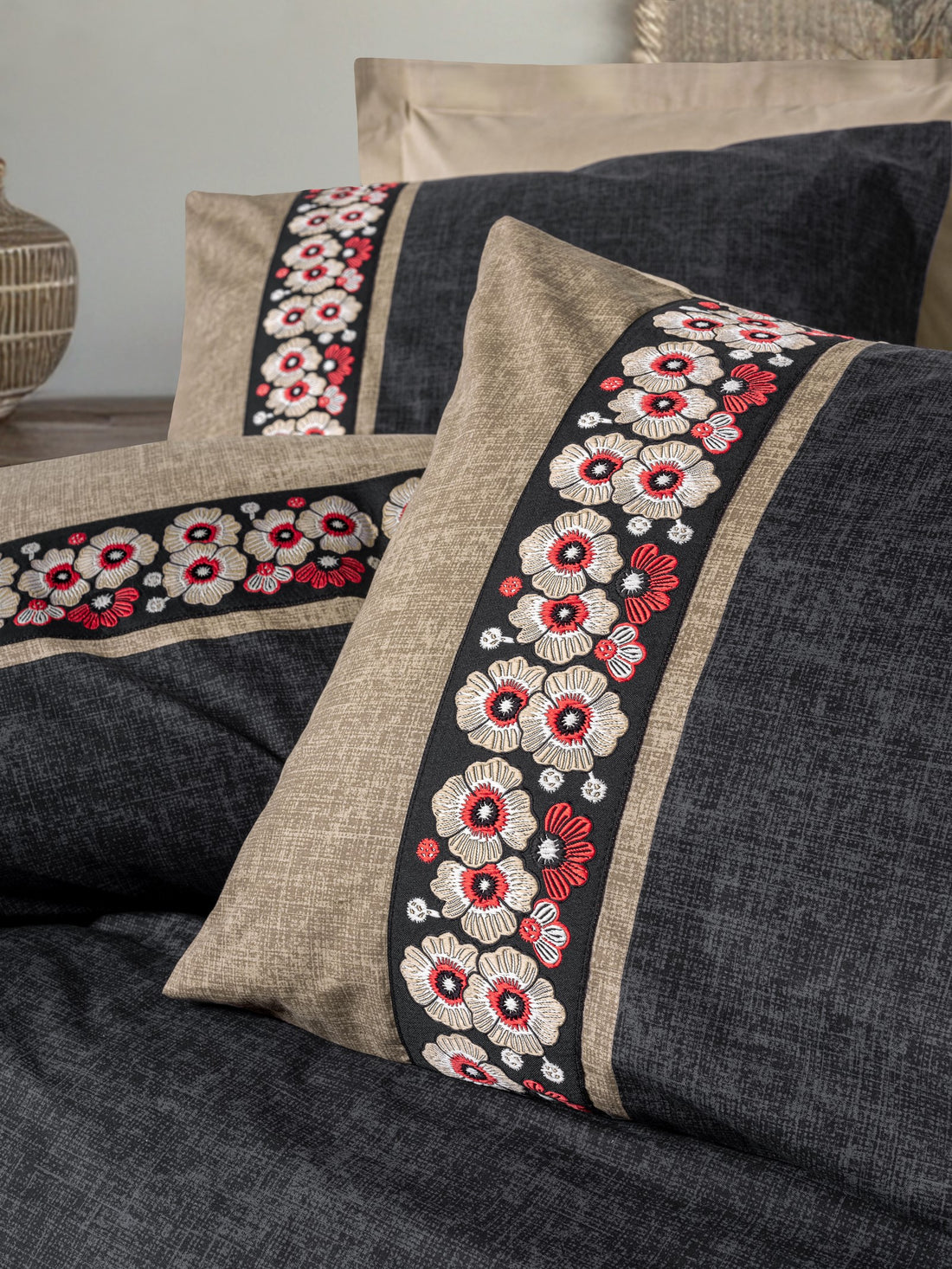 Cotton Box Folk Art Tek Kişilik Nevresim Takımı Yamka Bej