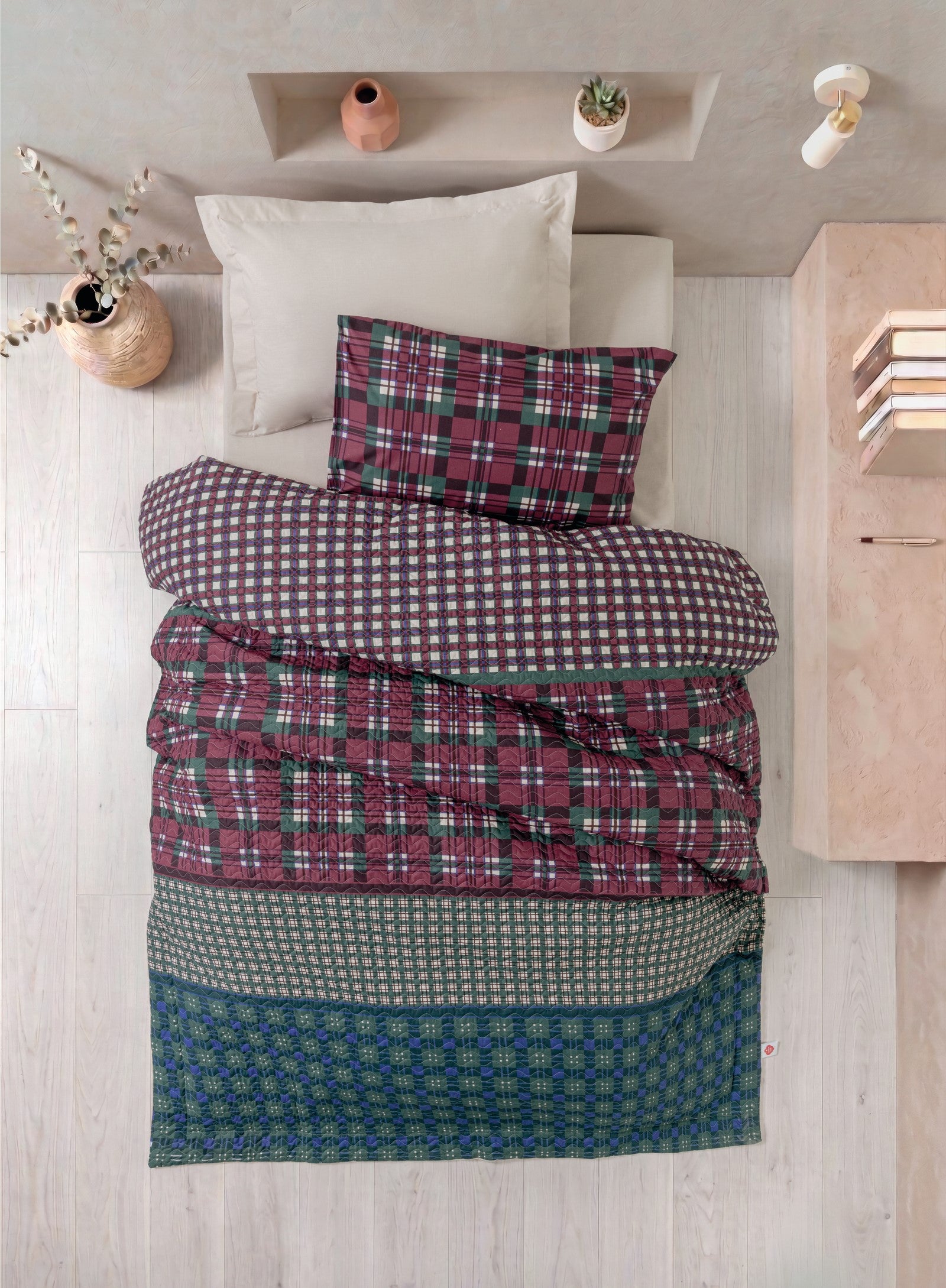 Cotton Box Genç Odası Tek Kişilik Lastikli Çarşaflı Complete Set Varsity Bej