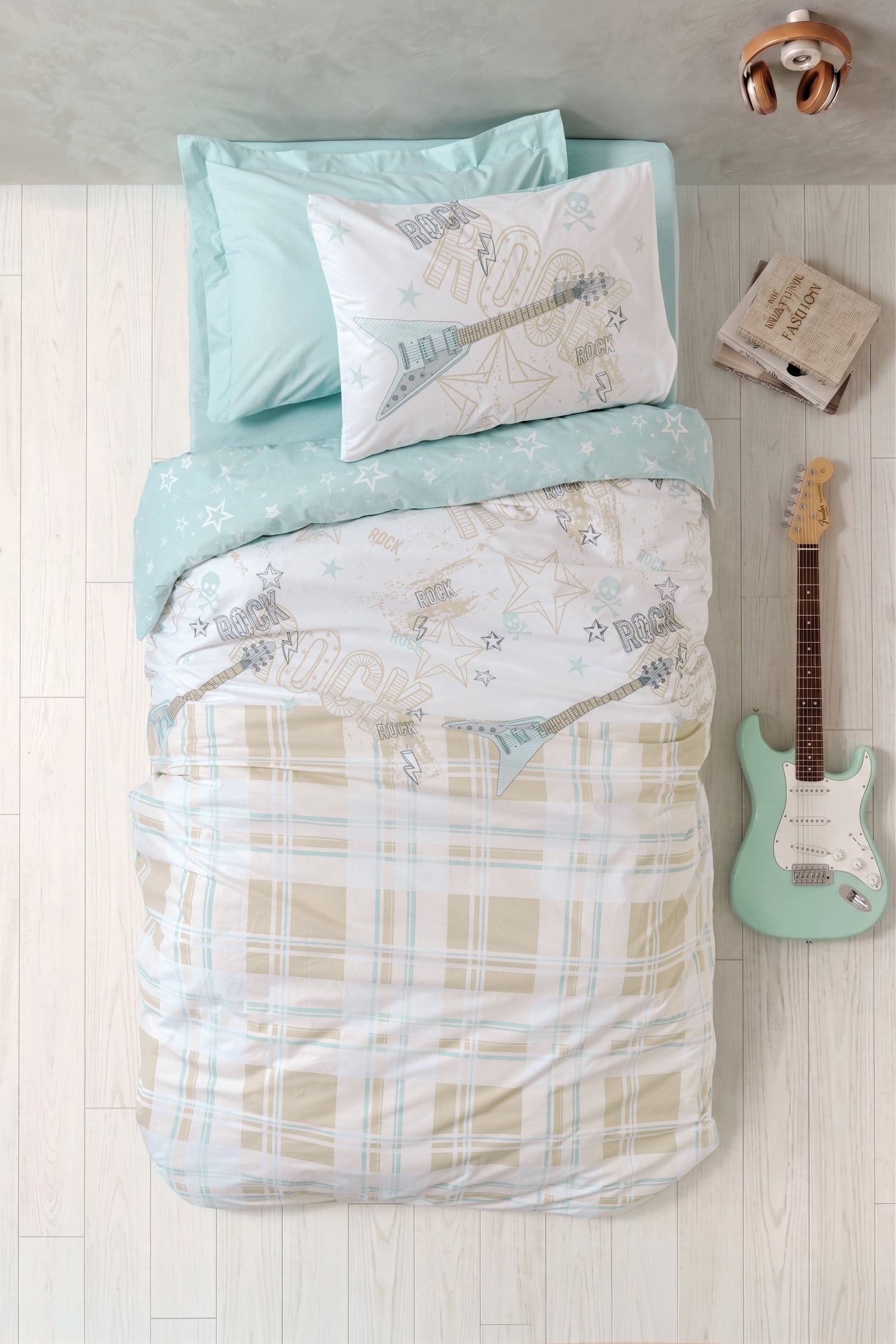 Cotton Box Genç Odası Tek Kişilik Nevresim Takımı Riff Mint