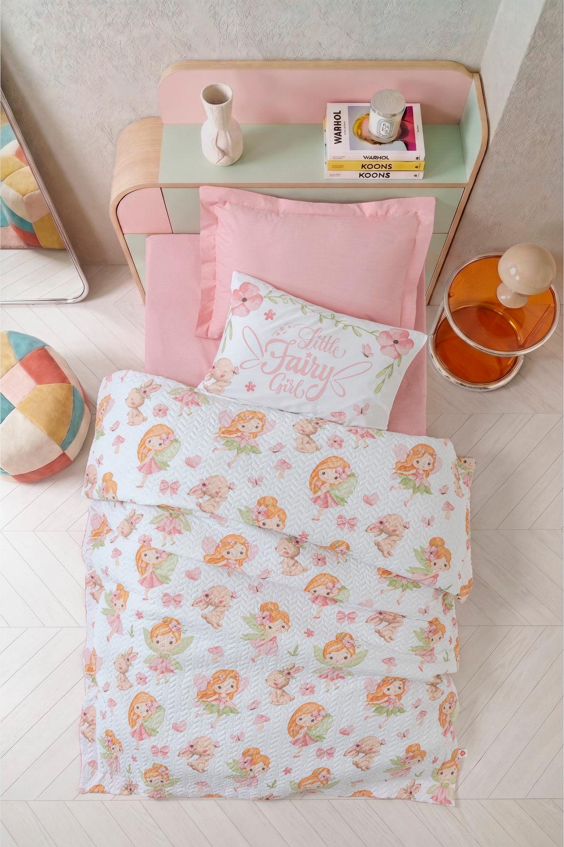 Cotton Box Junior Tek Kişilik Lastikli Çarşaflı Complete Set Pixie Pudra