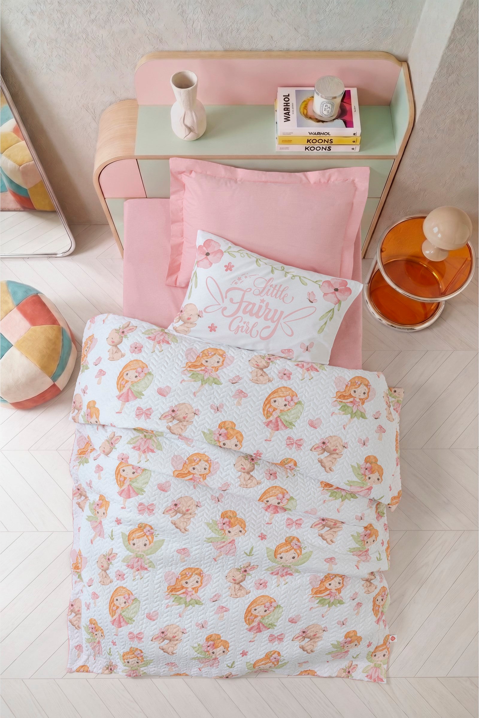 Cotton Box Junior Tek Kişilik Lastikli Çarşaflı Complete Set Pixie Pudra