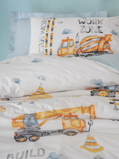 Cotton Box Junior Tek Kişilik Lastikli Çarşaflı Nevresim Takımı Buildo Mavi
