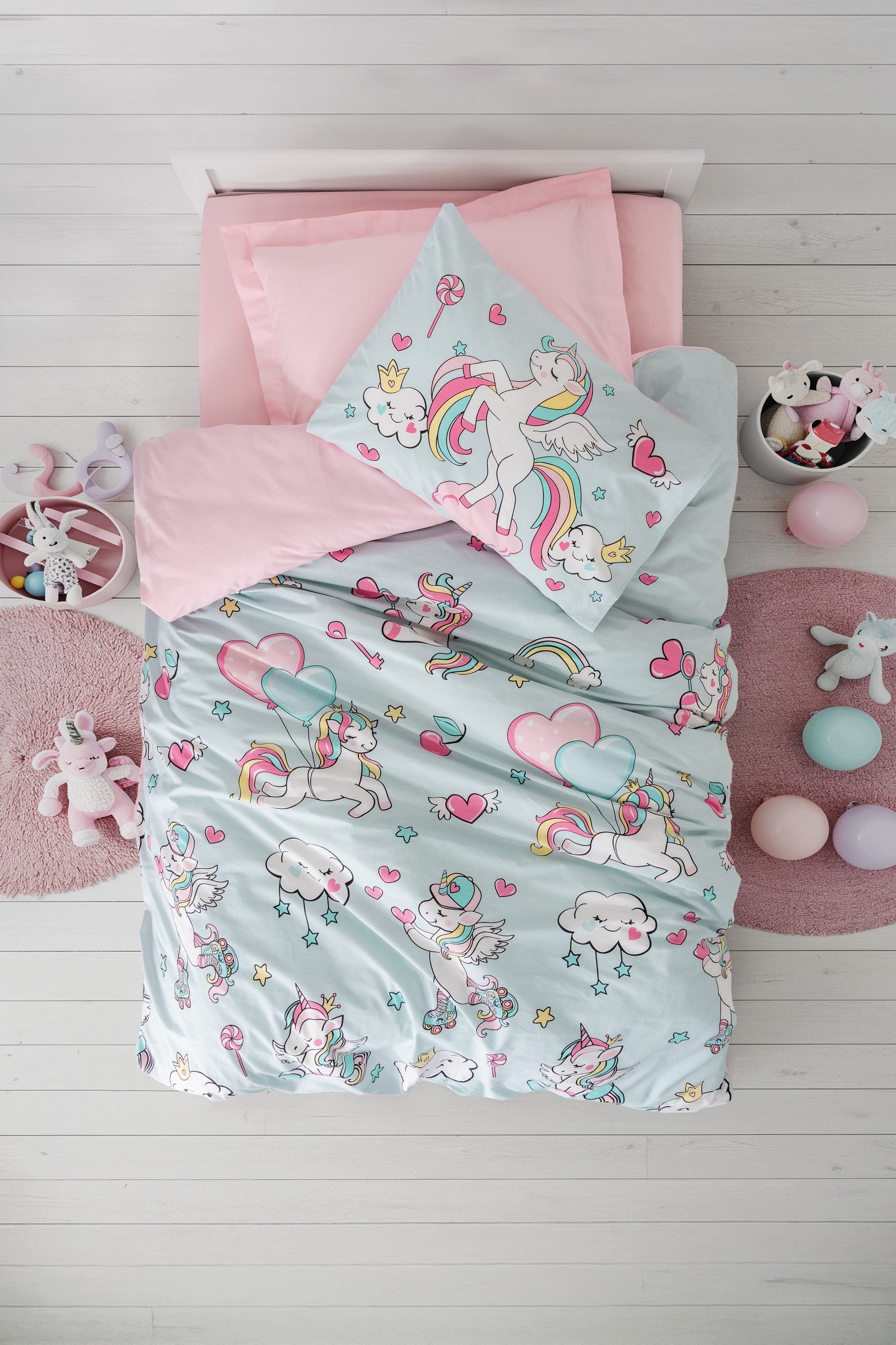 Cotton Box Junior Single Duvet Cover Set with Fitted Sheet Twinka Pink