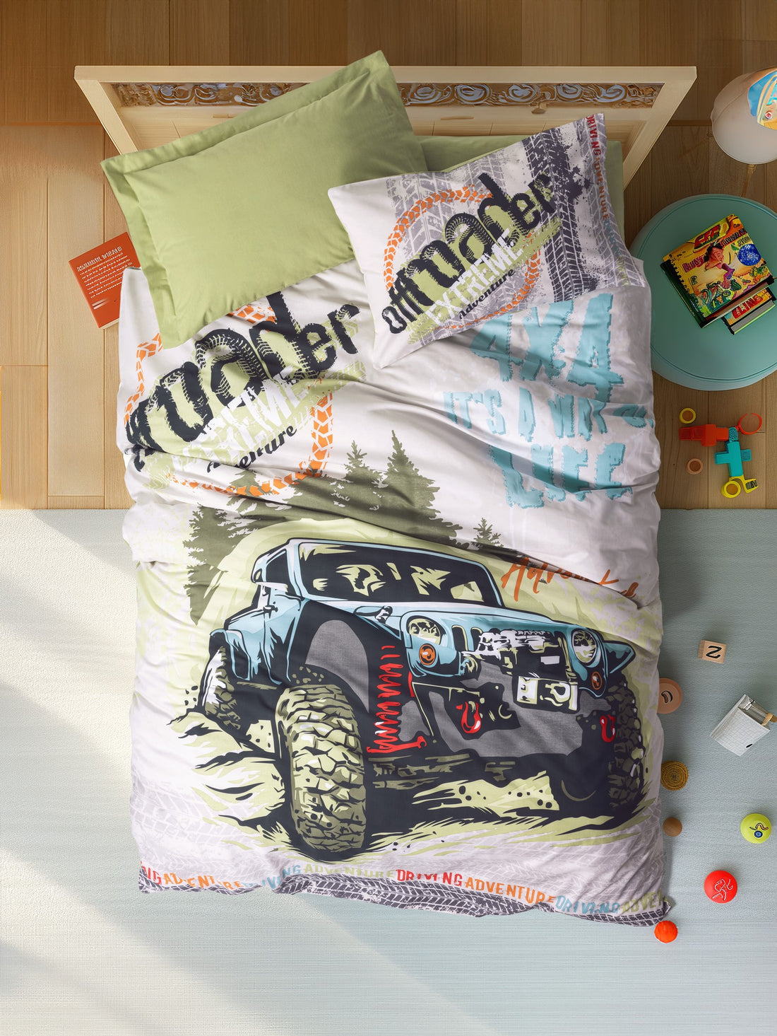 Комплект пододеяльников Cotton Box Junior, односпальный, зеленый, Adventure