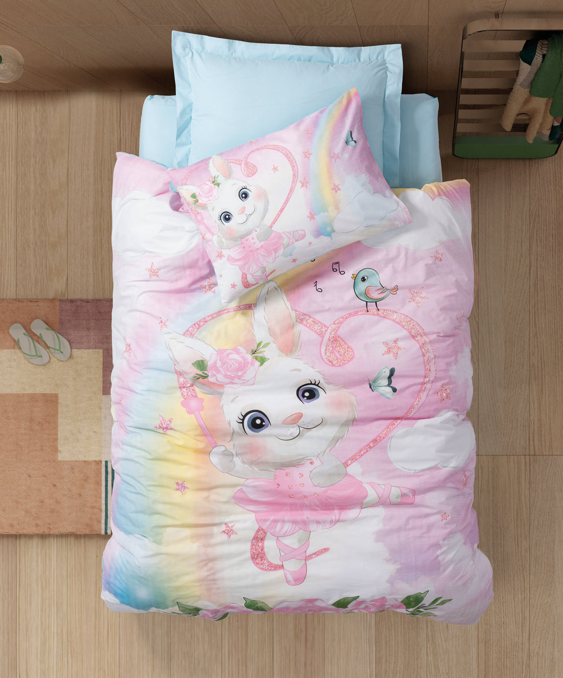 Cotton Box Junior Single Duvet Cover Set Cony Mint