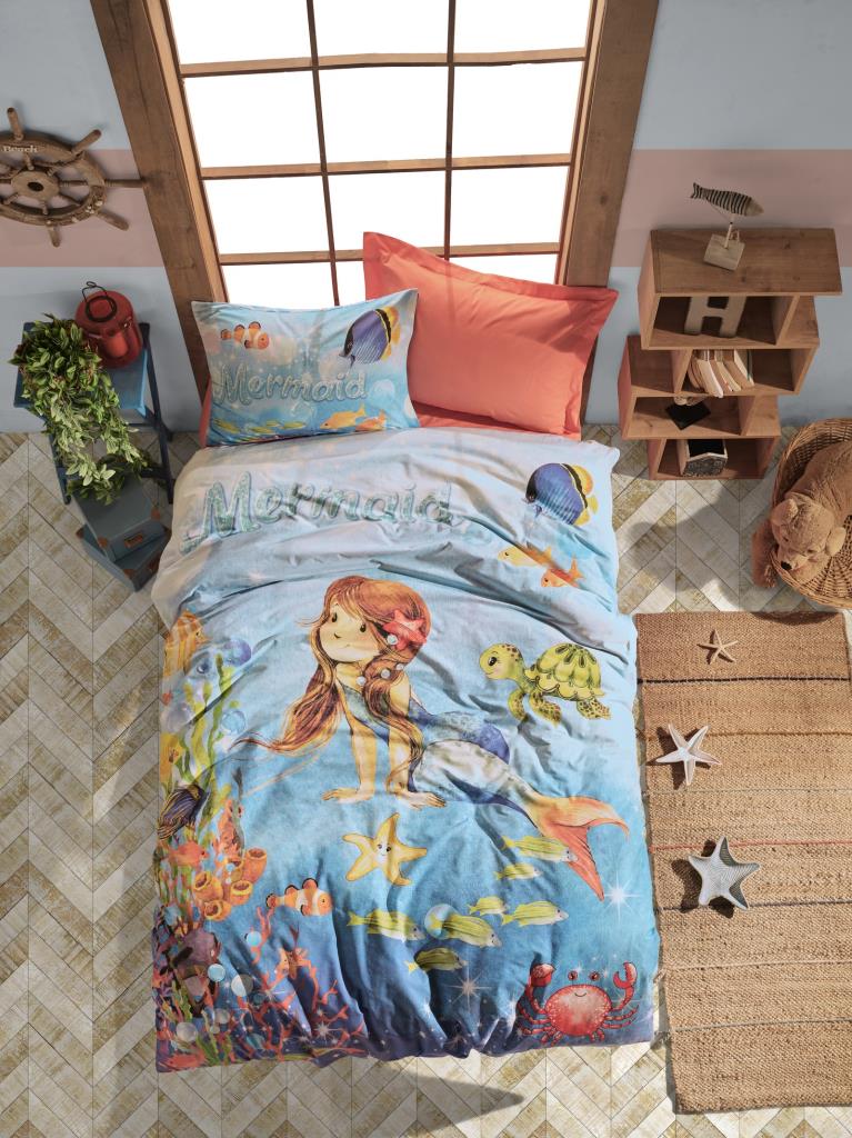 Cotton Box Junior Single Duvet Cover Set Mermaid Mercan