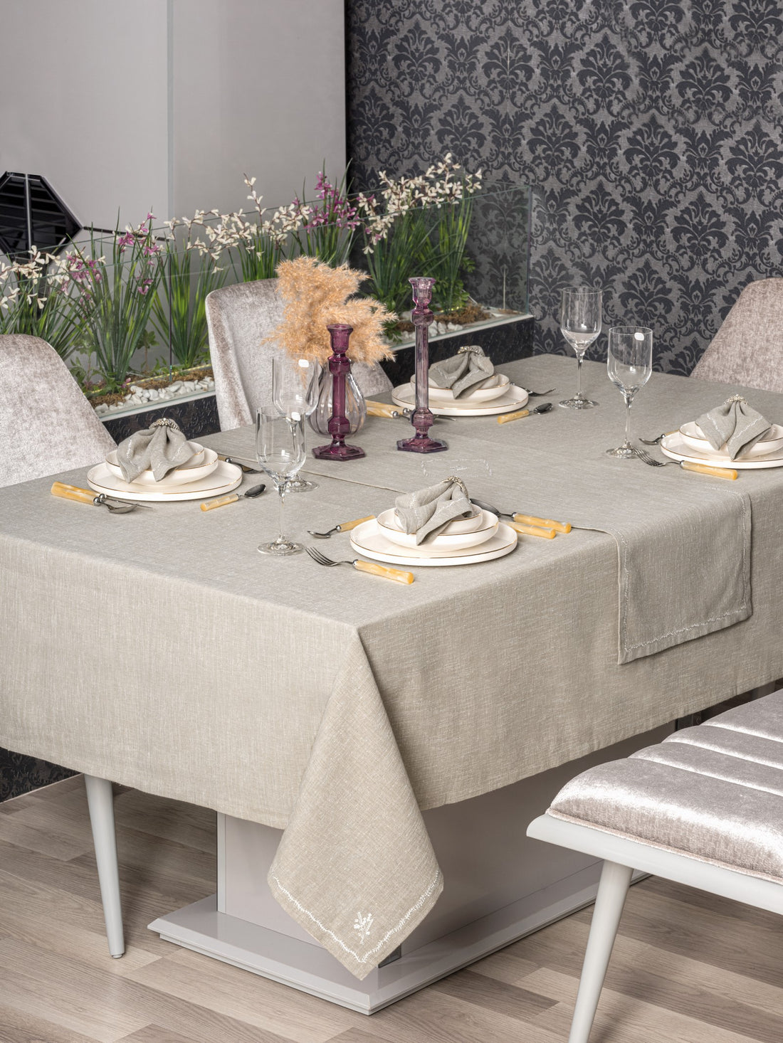 Cotton Box Linen Tablecloth Set Pera Toprak 175x240