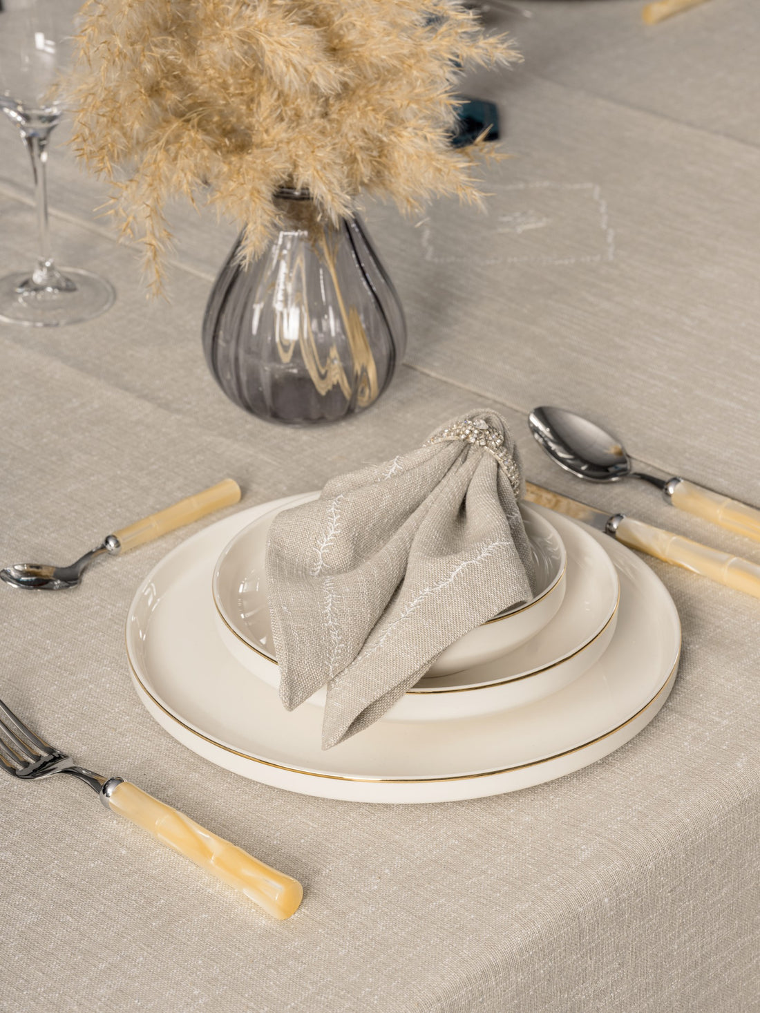 Cotton Box Linen Tablecloth Set Pera Toprak 175x240