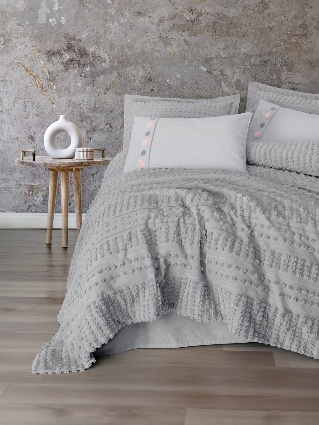 Cotton Box Limi Çift Kişilik Yatak Örtülü Nevresim Takımı Siva Gri
