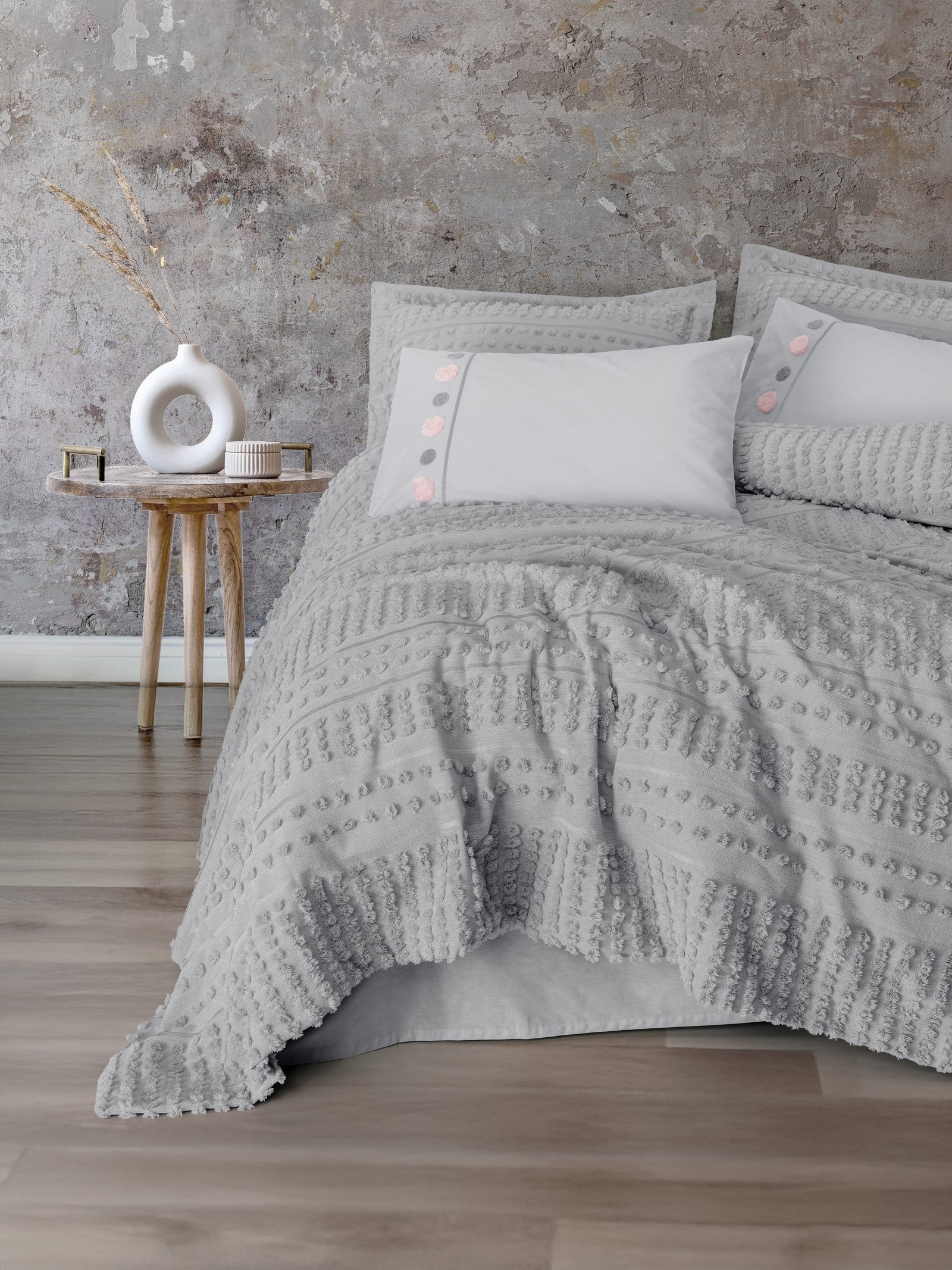 Cotton Box Limi Çift Kişilik Yatak Örtülü Nevresim Takımı Siva Gri