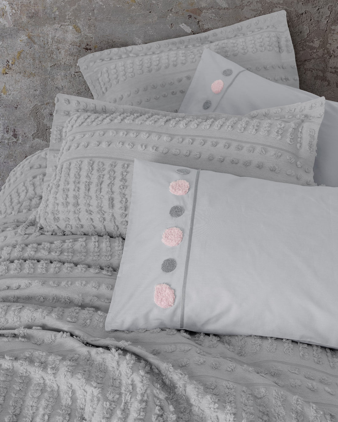 Cotton Box Limi Çift Kişilik Yatak Örtülü Nevresim Takımı Siva Gri
