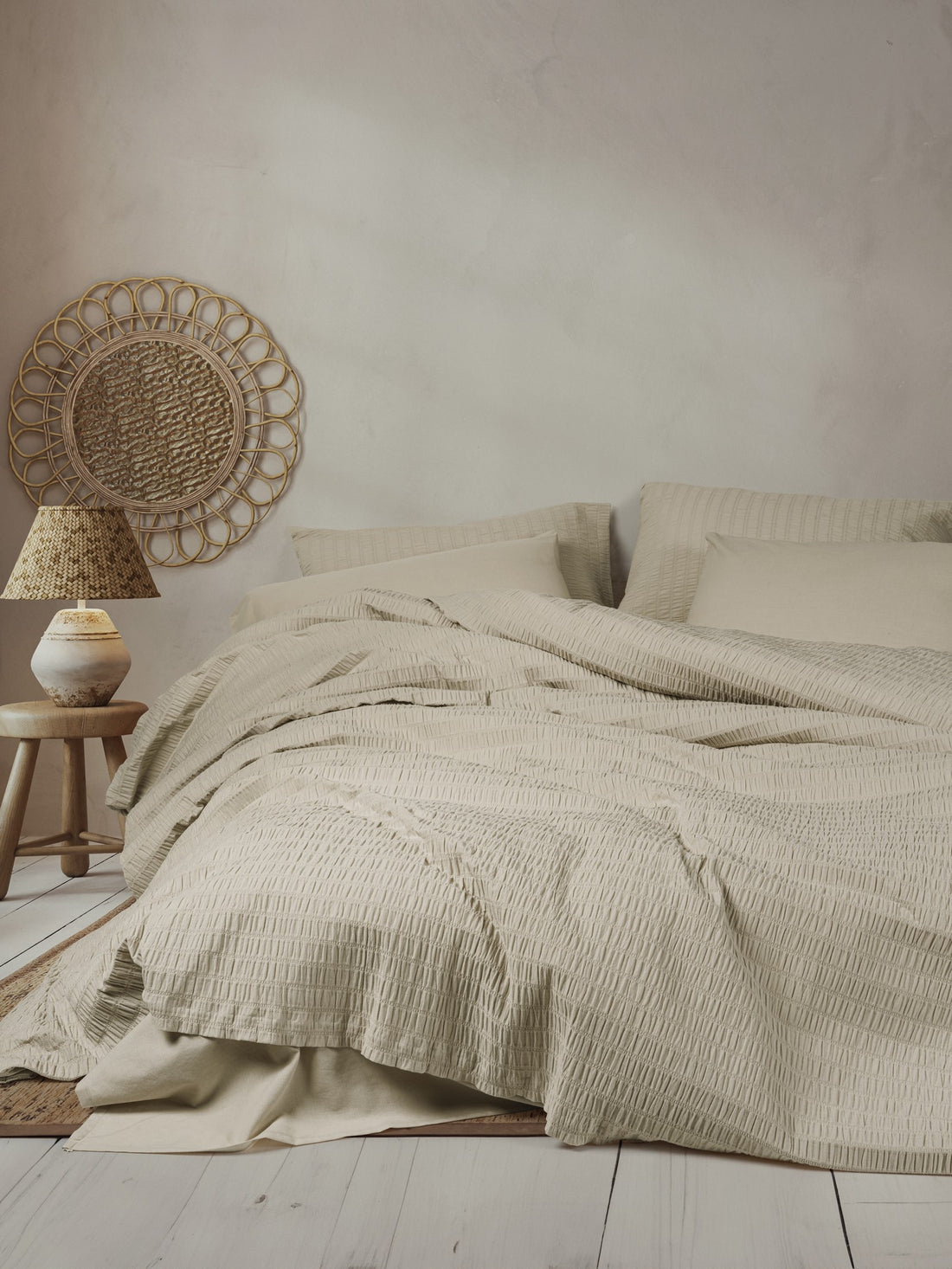 Cotton Box Liny Double Duvet Cover Set Sungai Beige