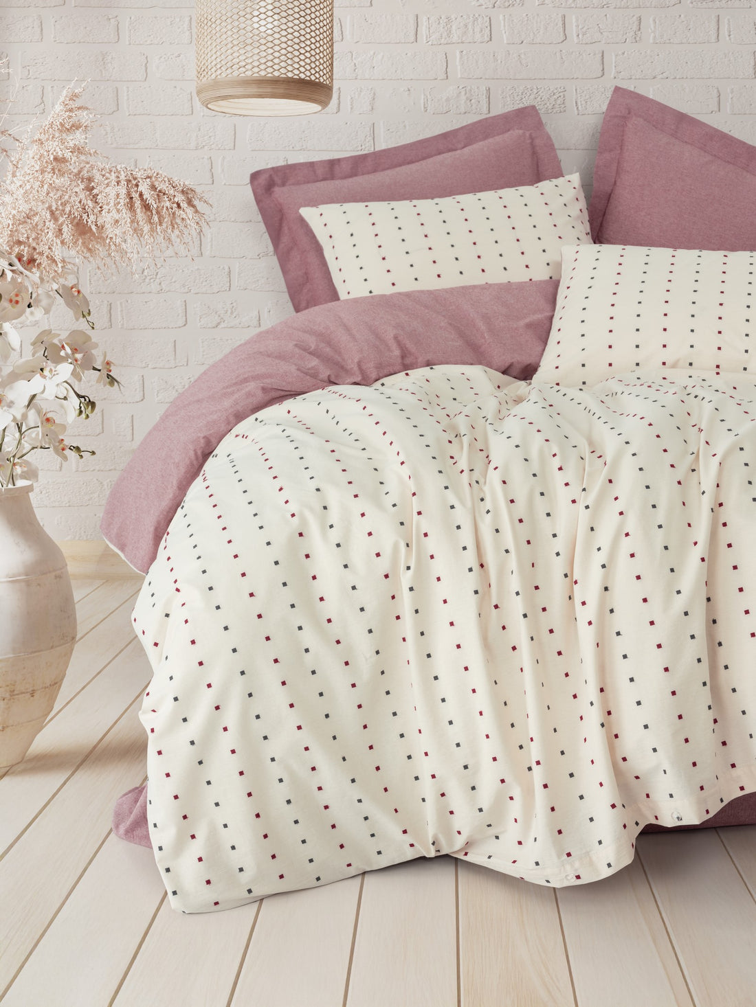 Cotton Box Loopra Çift Kişilik Nevresim Takımı Veyra Bordo