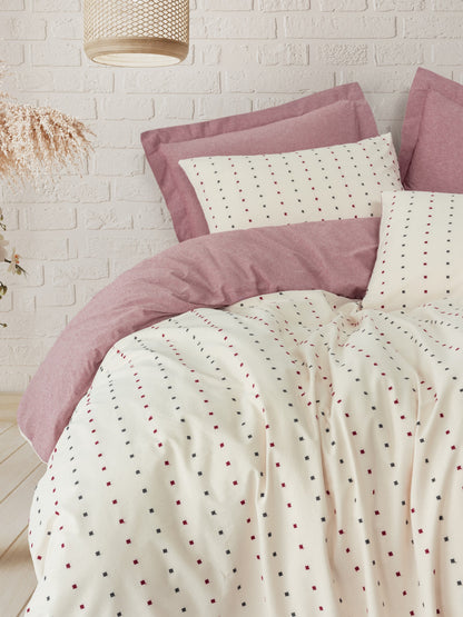 Cotton Box Loopra Çift Kişilik Nevresim Takımı Veyra Bordo