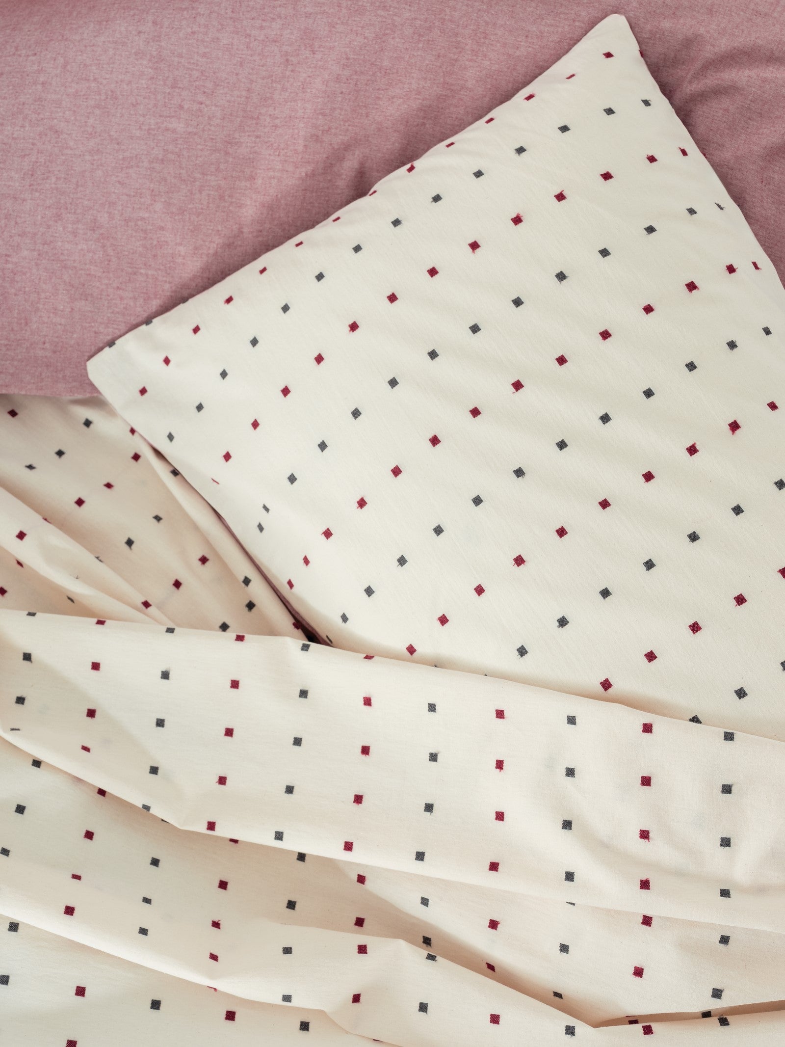 Cotton Box Loopra Double Duvet Cover Set Veyra Claret Red