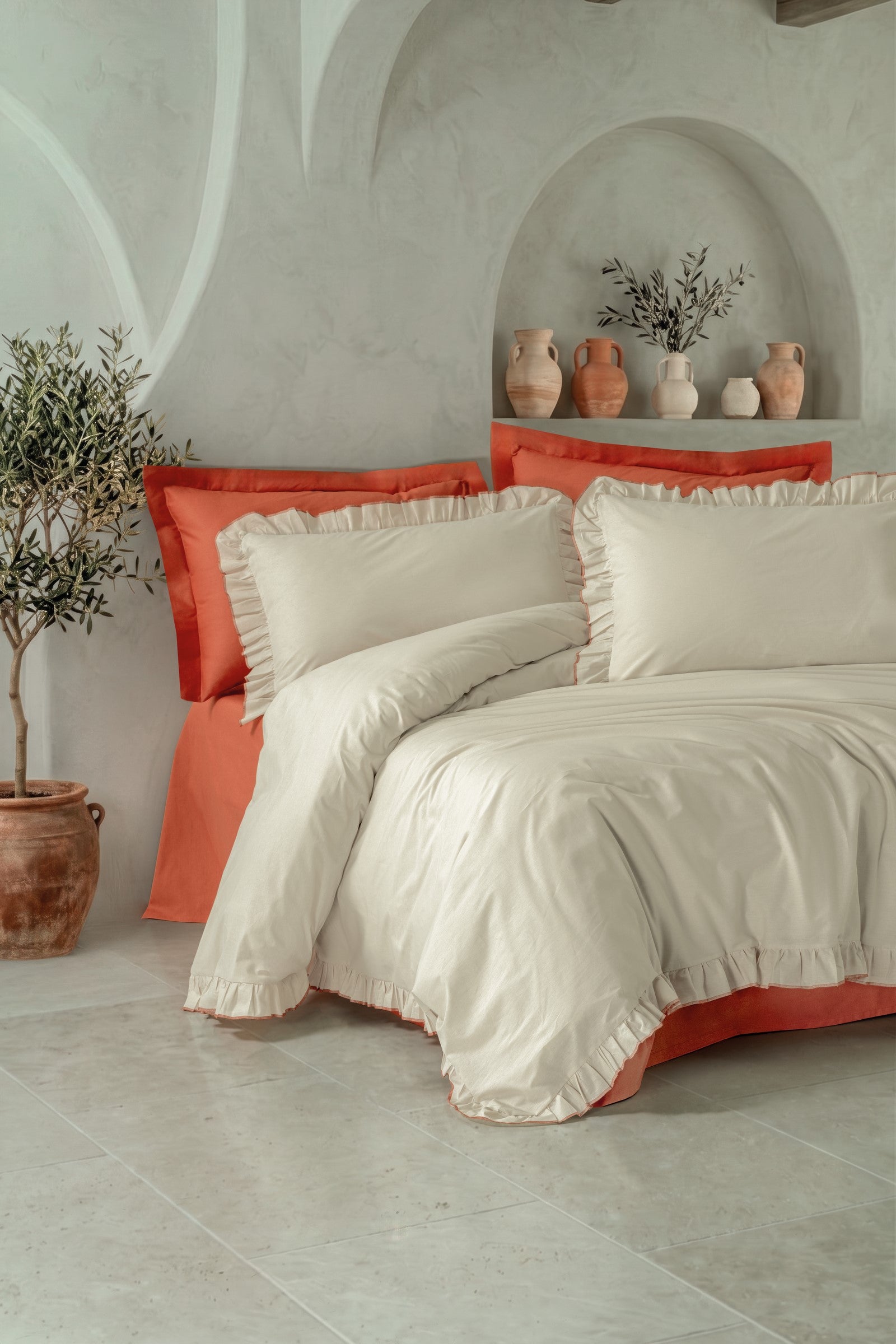 Cotton Box Maison Çift Kişilik Nevresim Takımı Lova Bej-Tarçın