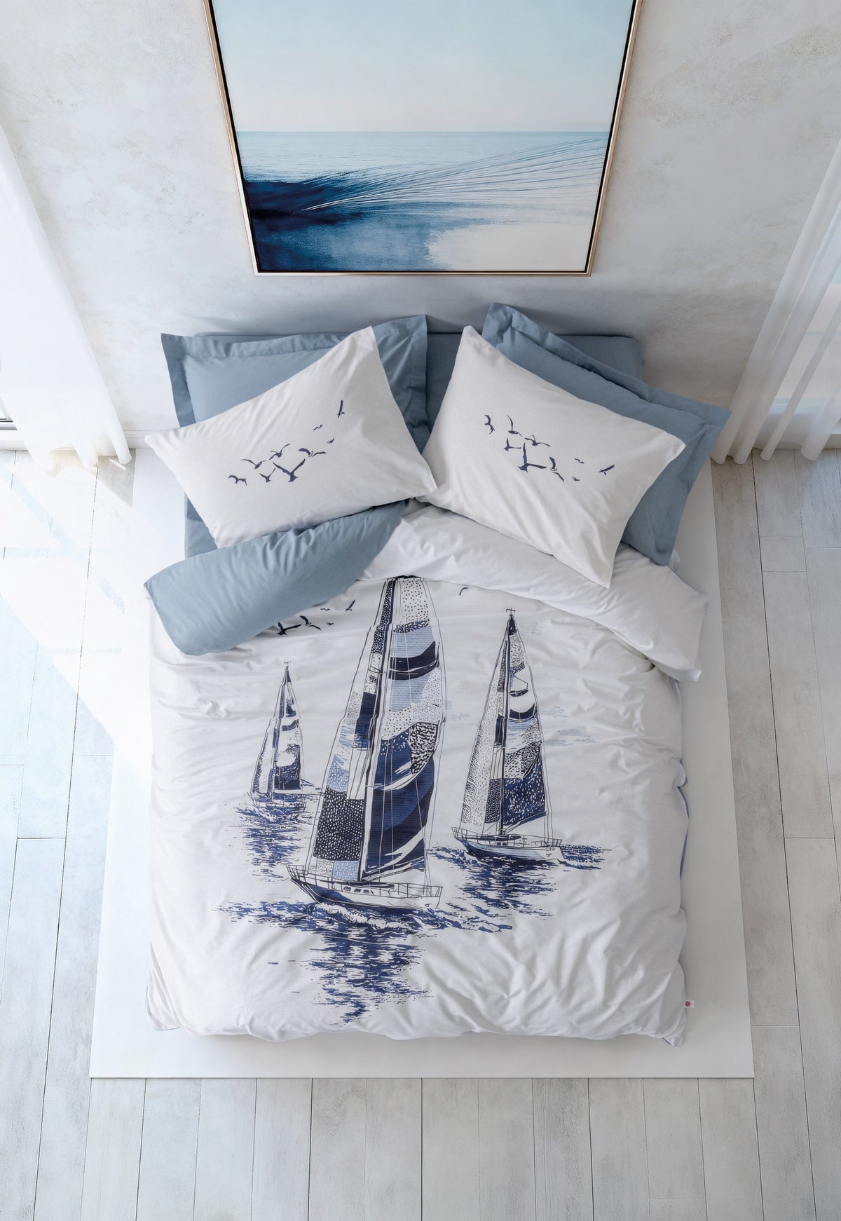 Cotton Box Maritime Double Duvet Cover Set Skipper Indigo