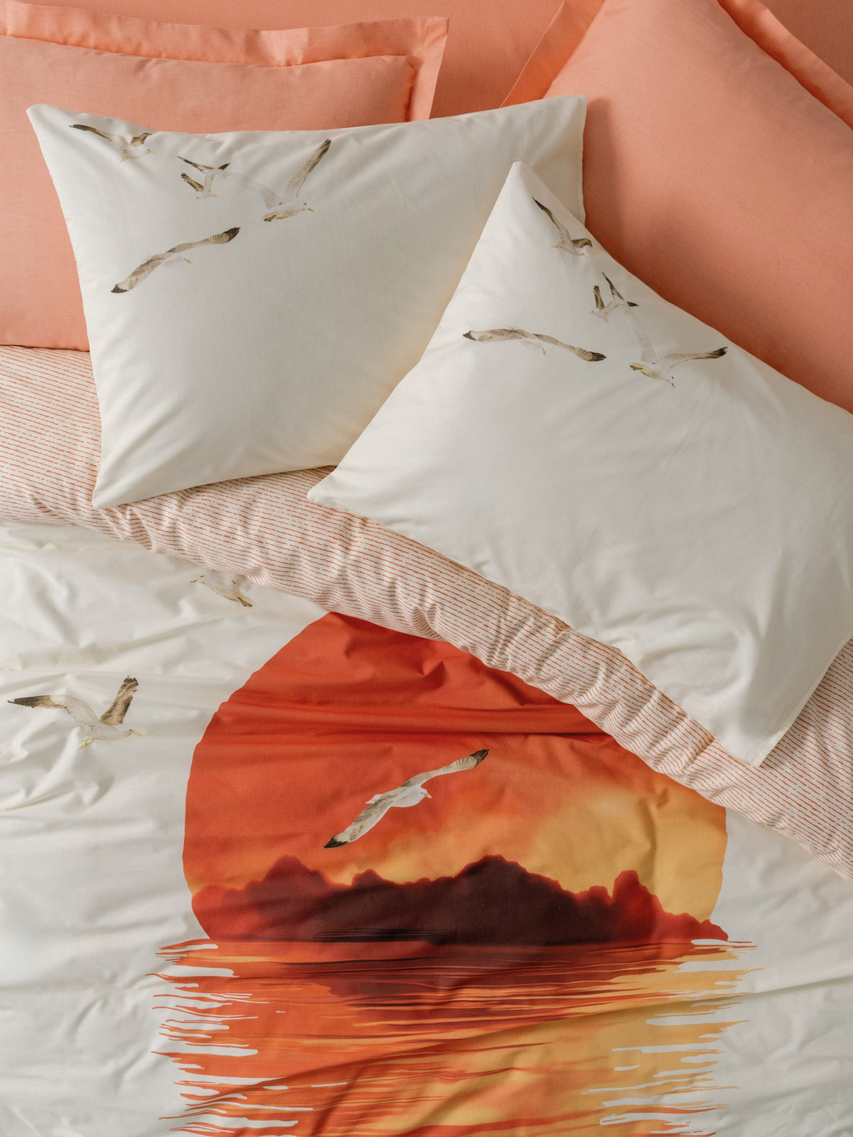 Cotton Box Maritime Double Duvet Cover Set Sunset Salmon