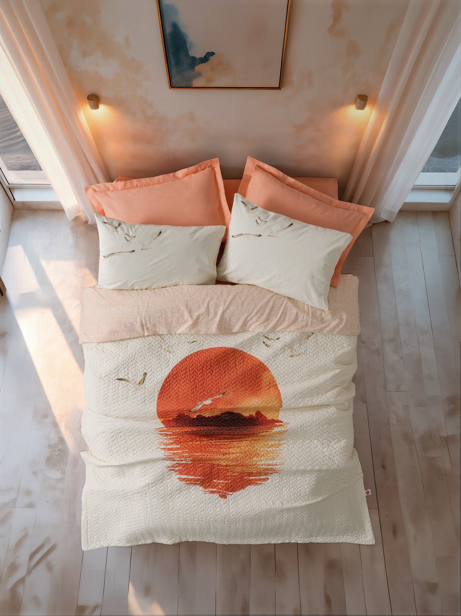 Cotton Box Maritime Tek Kişilik Complete Set Sunset Somon