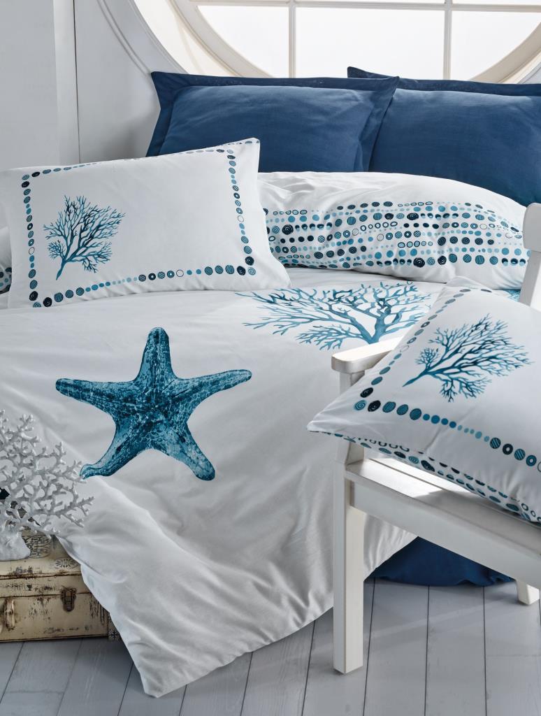 Cotton Box Maritime Single Duvet Cover Set Star Navy Blue