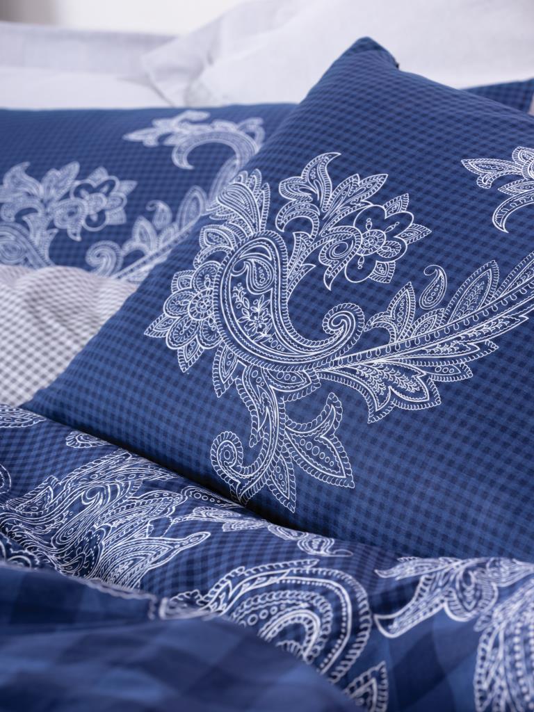 Cotton Box Masculine Double Duvet Cover Set Bitsy Navy Blue