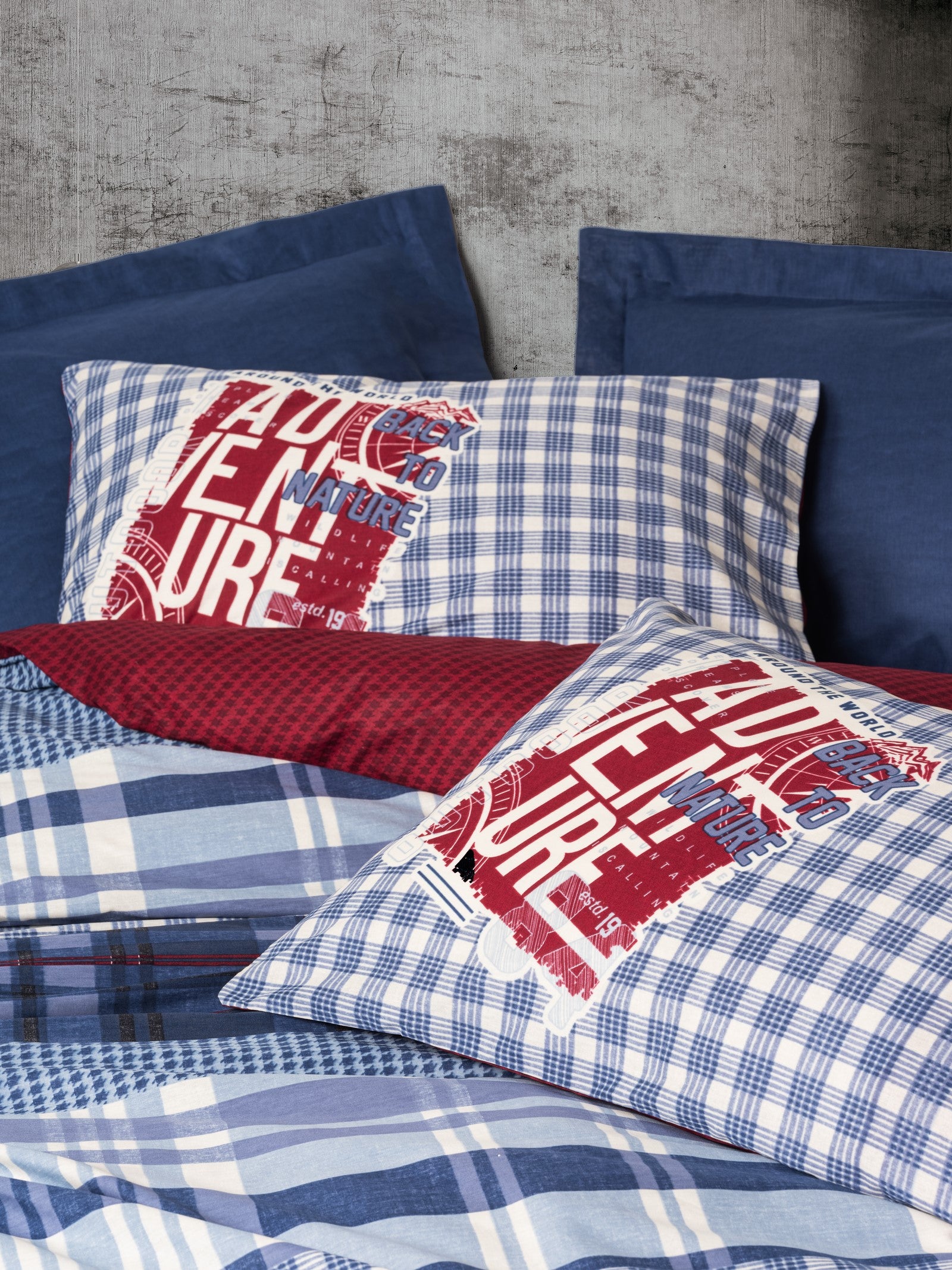 Cotton Box Masculine Double Duvet Cover Set Roger Navy Blue