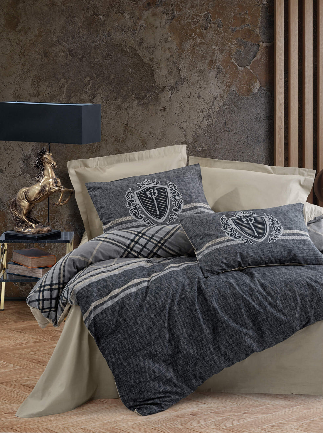 Cotton Box Masculine Double Duvet Cover Set Thor Beige