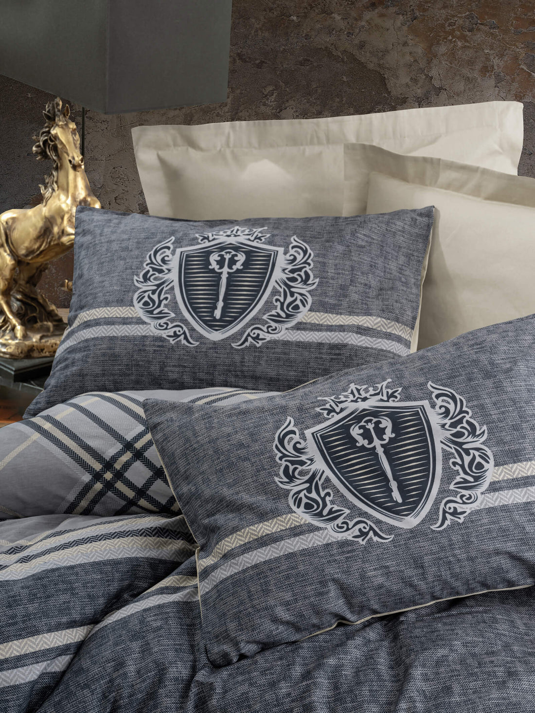 Cotton Box Masculine Double Duvet Cover Set Thor Beige